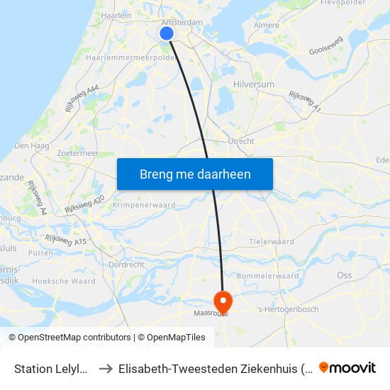 Station Lelylaan to Elisabeth-Tweesteden Ziekenhuis (Etz) map