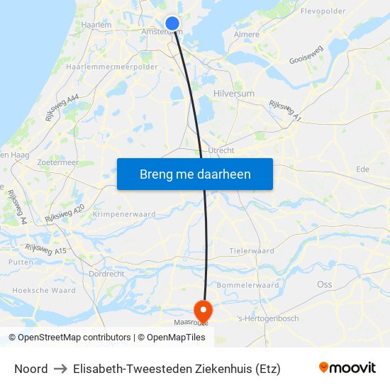 Noord to Elisabeth-Tweesteden Ziekenhuis (Etz) map