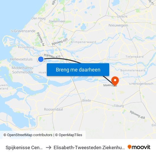 Spijkenisse Centrum to Elisabeth-Tweesteden Ziekenhuis (Etz) map