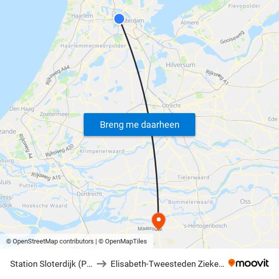 Station Sloterdijk (Perron N) to Elisabeth-Tweesteden Ziekenhuis (Etz) map
