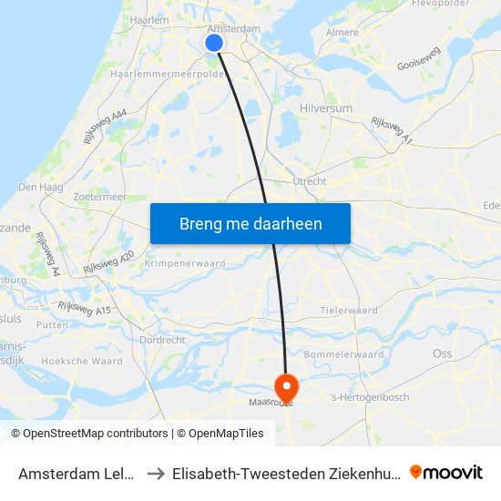 Amsterdam Lelylaan to Elisabeth-Tweesteden Ziekenhuis (Etz) map