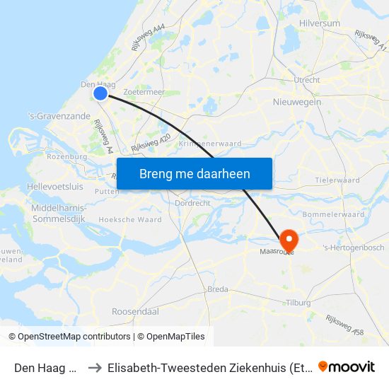 Den Haag Hs to Elisabeth-Tweesteden Ziekenhuis (Etz) map