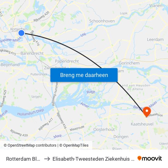 Rotterdam Blaak to Elisabeth-Tweesteden Ziekenhuis (Etz) map