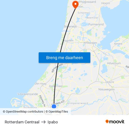 Rotterdam Centraal to Ipabo map