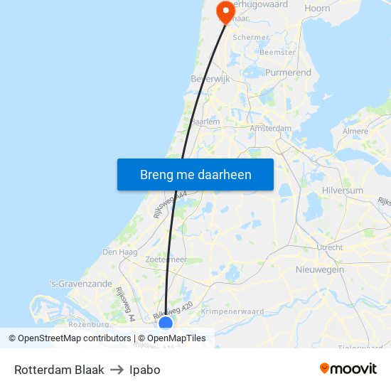 Rotterdam Blaak to Ipabo map