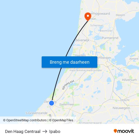Den Haag Centraal to Ipabo map