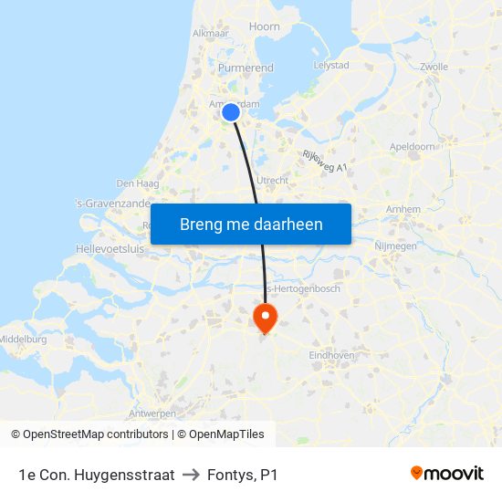 1e Con. Huygensstraat to Fontys, P1 map