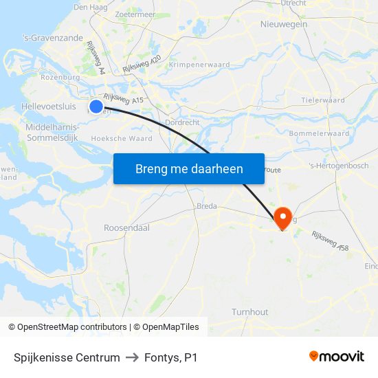 Spijkenisse Centrum to Fontys, P1 map