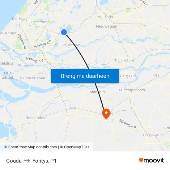 Gouda to Fontys, P1 map