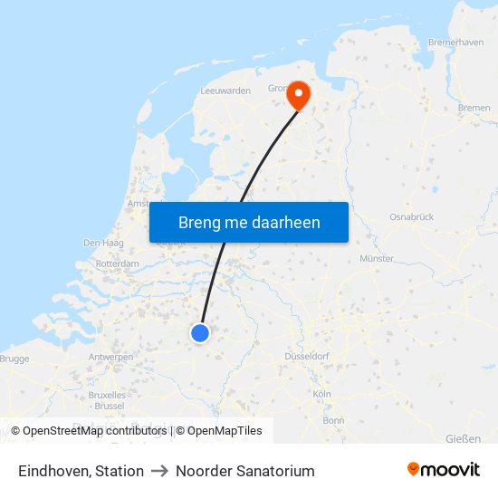 Eindhoven, Station to Noorder Sanatorium map
