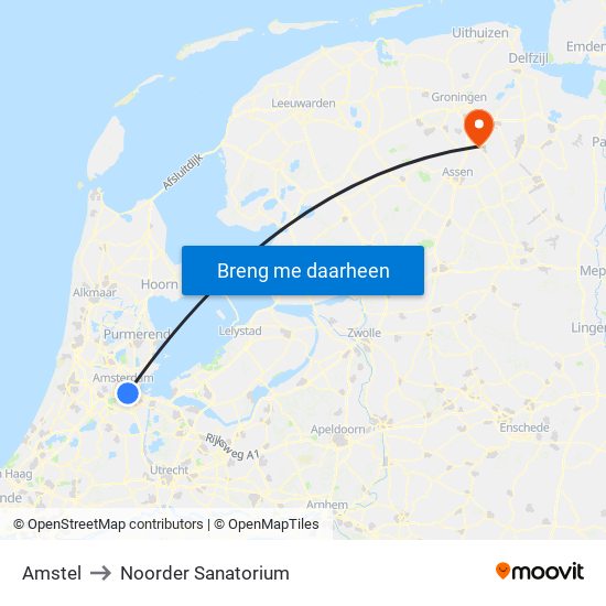 Amstel to Noorder Sanatorium map