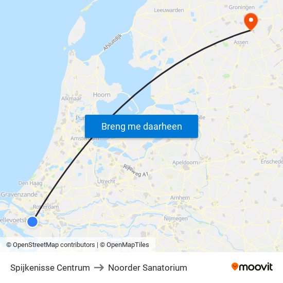Spijkenisse Centrum to Noorder Sanatorium map