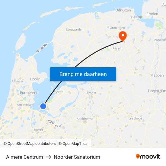 Almere Centrum to Noorder Sanatorium map