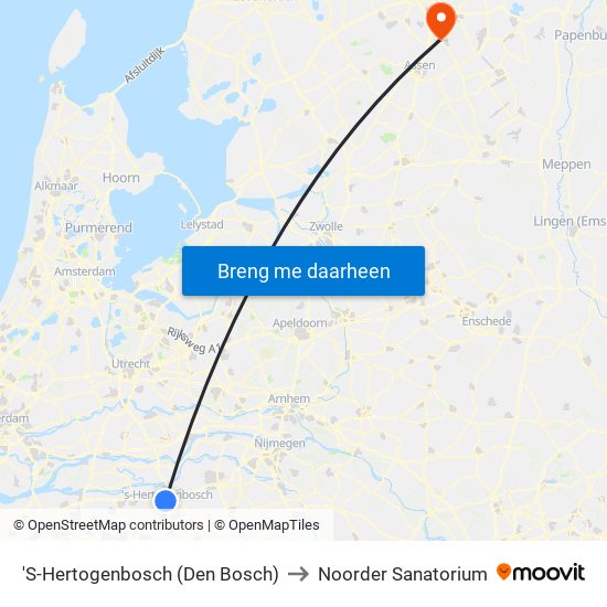 'S-Hertogenbosch (Den Bosch) to Noorder Sanatorium map