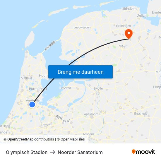 Olympisch Stadion to Noorder Sanatorium map