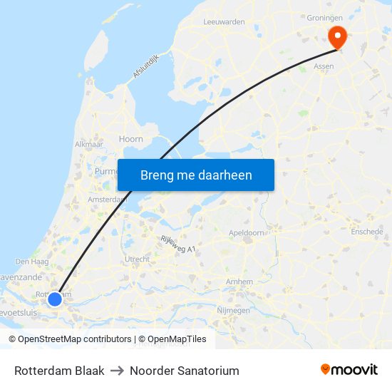 Rotterdam Blaak to Noorder Sanatorium map