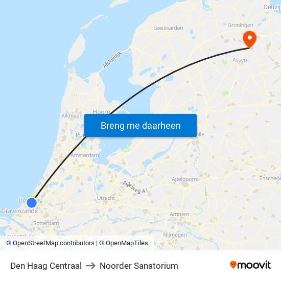 Den Haag Centraal to Noorder Sanatorium map