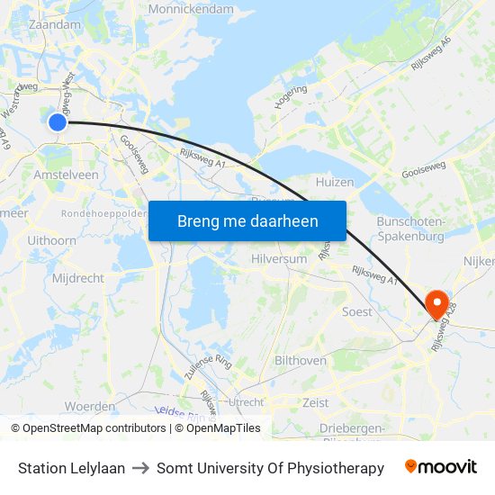 Station Lelylaan to Somt University Of Physiotherapy map