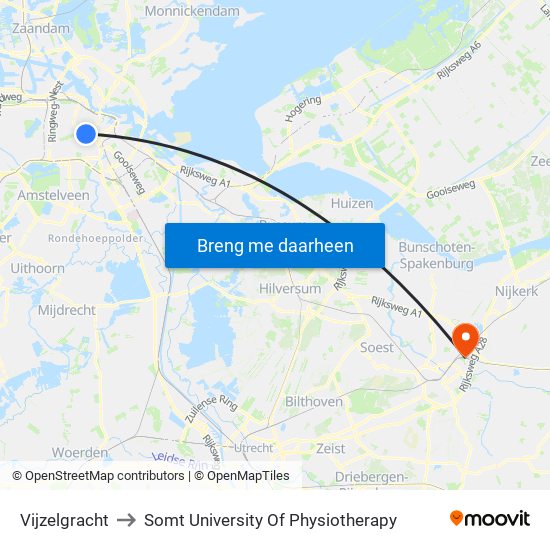 Vijzelgracht to Somt University Of Physiotherapy map