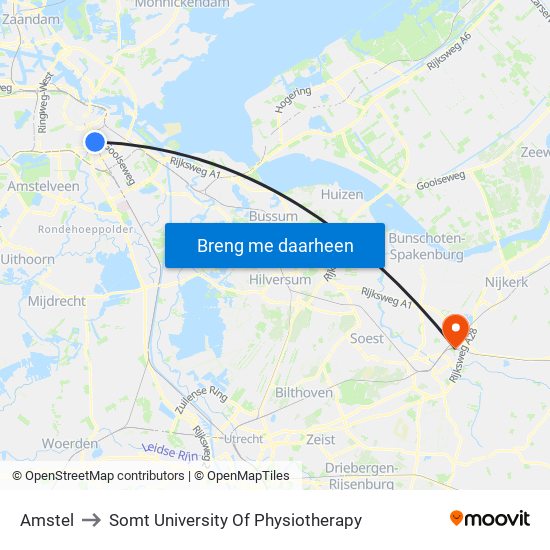 Amstel to Somt University Of Physiotherapy map
