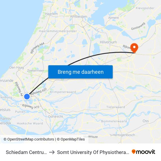 Schiedam Centrum to Somt University Of Physiotherapy map