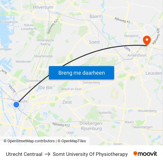 Utrecht Centraal to Somt University Of Physiotherapy map