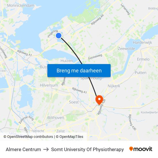 Almere Centrum to Somt University Of Physiotherapy map