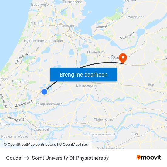 Gouda to Somt University Of Physiotherapy map
