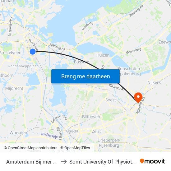 Amsterdam Bijlmer Arena to Somt University Of Physiotherapy map