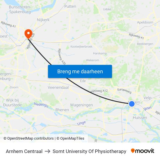 Arnhem Centraal to Somt University Of Physiotherapy map