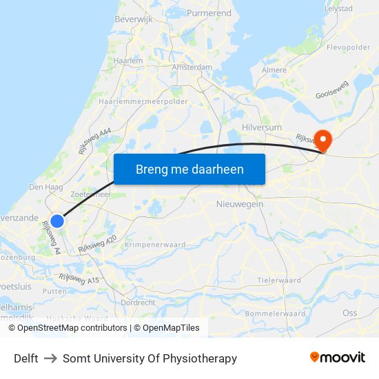 Delft to Somt University Of Physiotherapy map