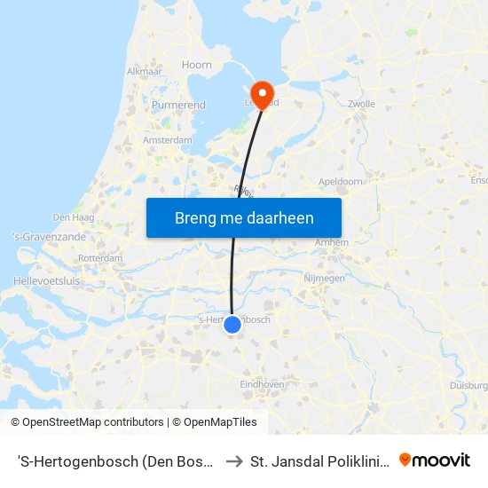 'S-Hertogenbosch (Den Bosch) to St. Jansdal Polikliniek map