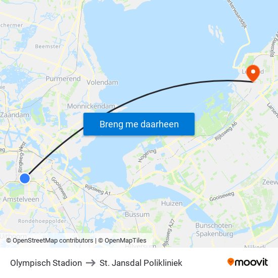 Olympisch Stadion to St. Jansdal Polikliniek map