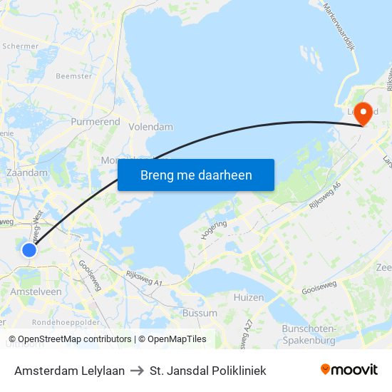 Amsterdam Lelylaan to St. Jansdal Polikliniek map