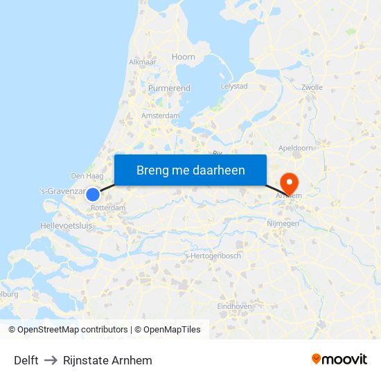 Delft to Rijnstate Arnhem map