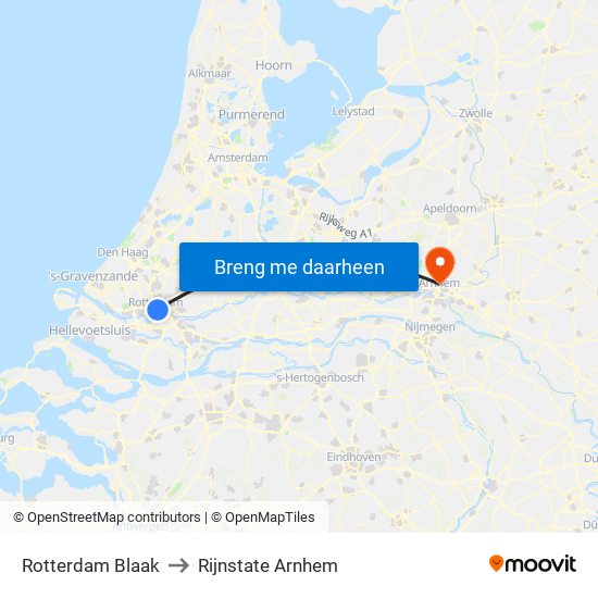 Rotterdam Blaak to Rijnstate Arnhem map