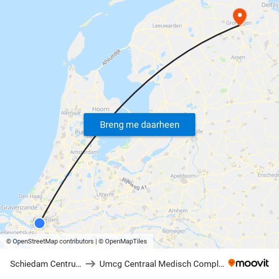 Schiedam Centrum to Umcg Centraal Medisch Complex map