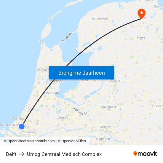 Delft to Umcg Centraal Medisch Complex map