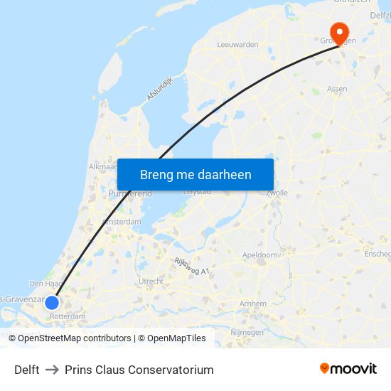 Delft to Prins Claus Conservatorium map