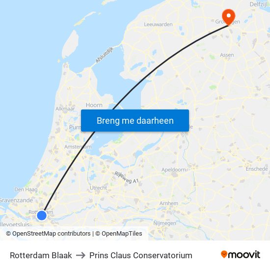 Rotterdam Blaak to Prins Claus Conservatorium map