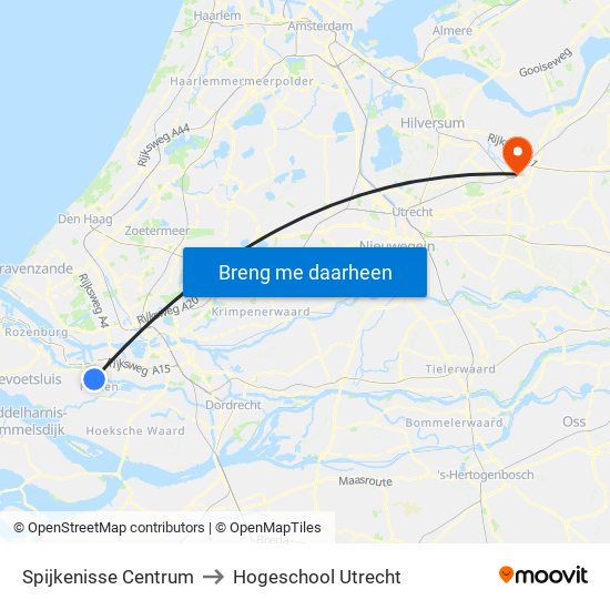 Spijkenisse Centrum to Hogeschool Utrecht map