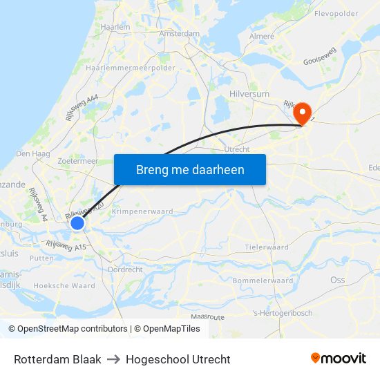 Rotterdam Blaak to Hogeschool Utrecht map