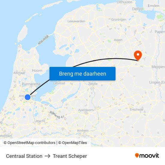 Centraal Station to Treant Scheper map