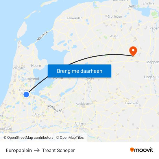 Europaplein to Treant Scheper map