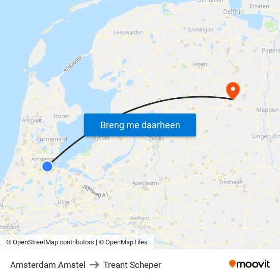 Amsterdam Amstel to Treant Scheper map