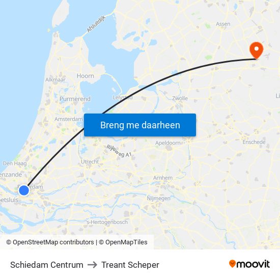 Schiedam Centrum to Treant Scheper map