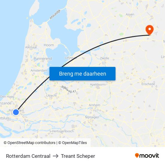 Rotterdam Centraal to Treant Scheper map