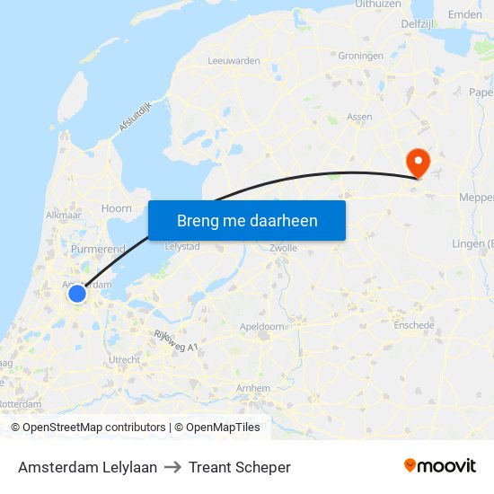 Amsterdam Lelylaan to Treant Scheper map