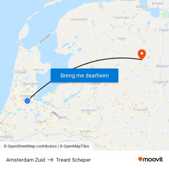 Amsterdam Zuid to Treant Scheper map