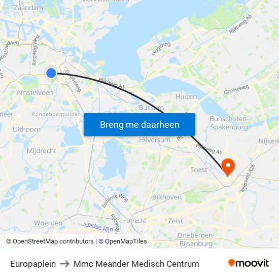 Europaplein to Mmc Meander Medisch Centrum map